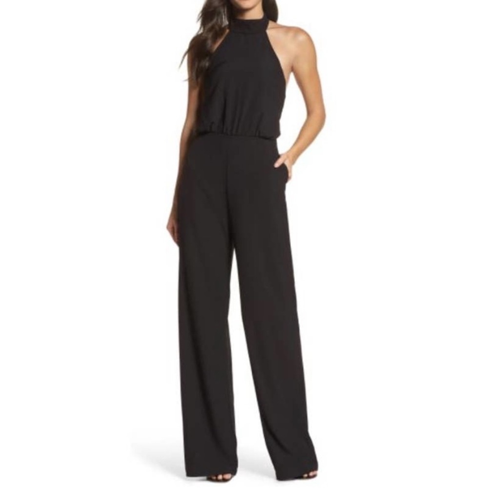 Lulus Moment for Life Black Halter Jumpsuit
